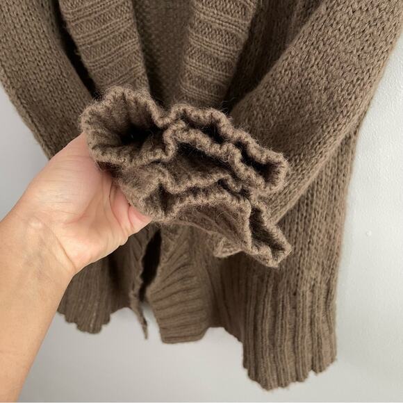 Wooden Ships | Women’s Brown Open Front Cardigan Waterfall Knit Sweater Mohair M - Picture 2 of 8